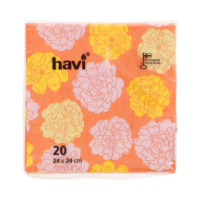 havi 2 x Servetter Orange Blommor 20-pack