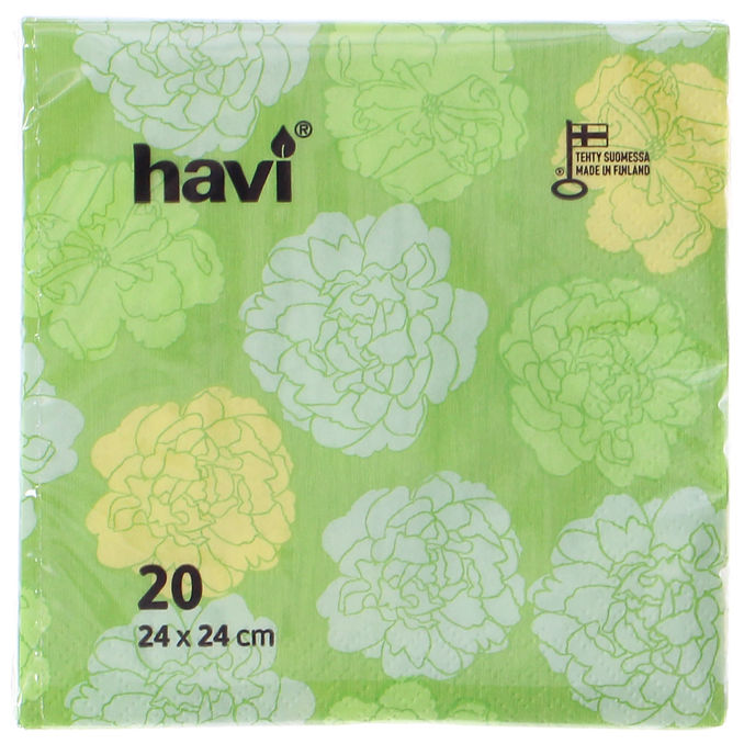 havi 2 x Servetter Gröna Blommiga 20-pack