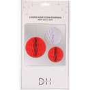 DesignHouse 95 Des Honeycomb 3st, 20cm & 25cm röda, 30cm vit 3pcs