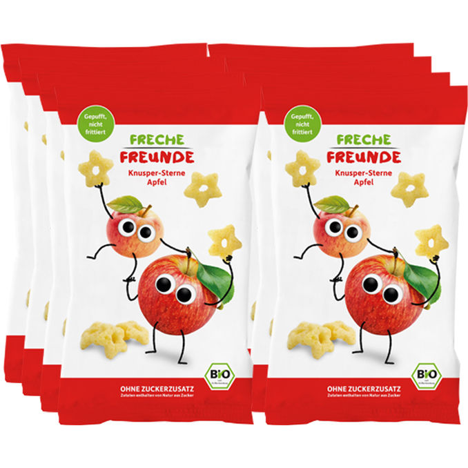 Freche Freunde BIO Knusper-Sterne Apfel, 8er Pack