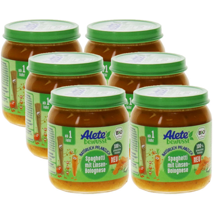 Alete BIO Spaghetti mit Linsenbolognese, 6er Pack