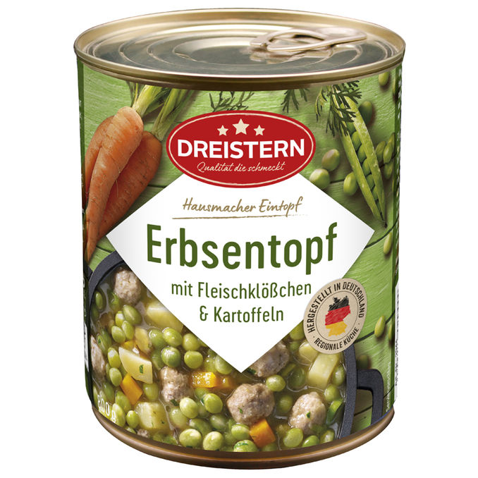 DREISTERN Großer Erbsentopf mit Fleischbällchen