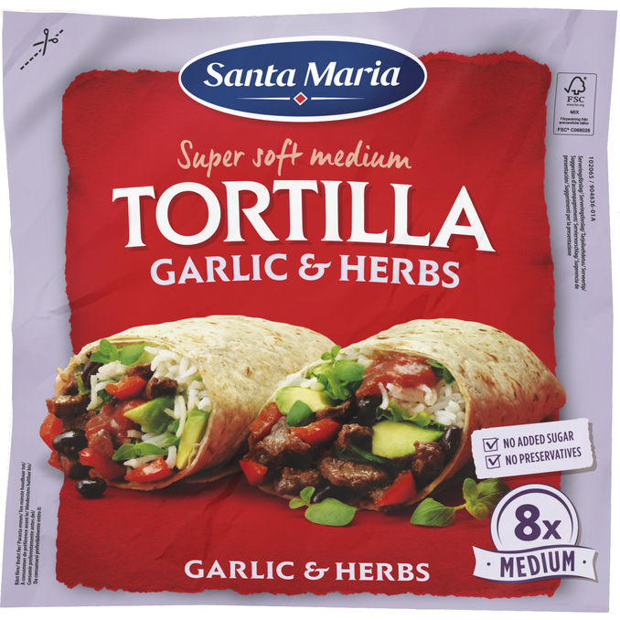 Santa Maria Vehnätortilla Valkosipuli & Yrtit