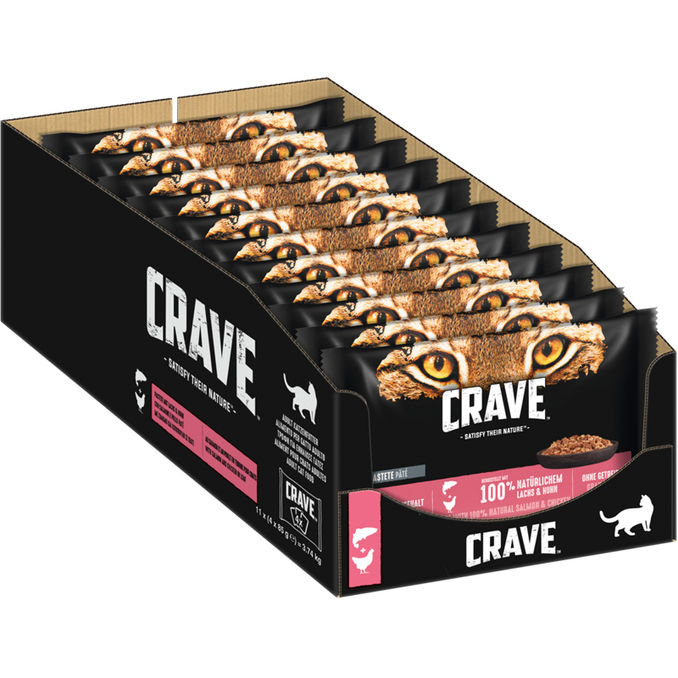 CRAVE KATZE Katzenfutter Multipack Lachs & Huhn, 11er Pack