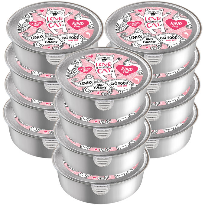 Love is where a cat is® Katzenfutter Rind, 12er Pack
