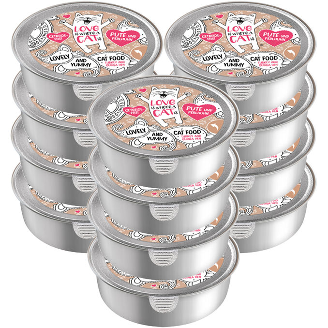 Love is where a cat is® Katzenfutter Pute & Perlhuhn, 12er Pack