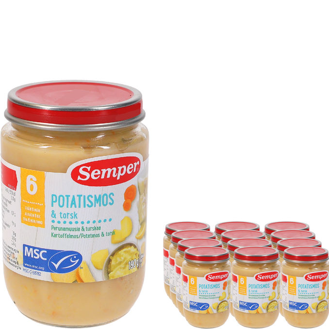 Semper Barnmat Potatismos & Torsk 12-pack