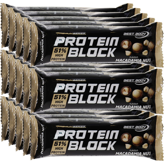 Best Body Nutrition Protein Block Macadamia Nuss, 15er Pack