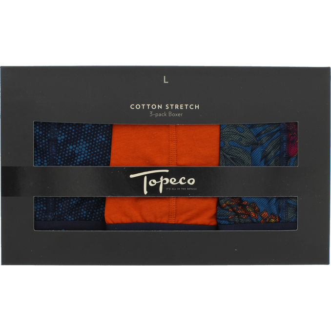 Topeco Boxershorts Multifarvet Blå & Orange Large 3-pak