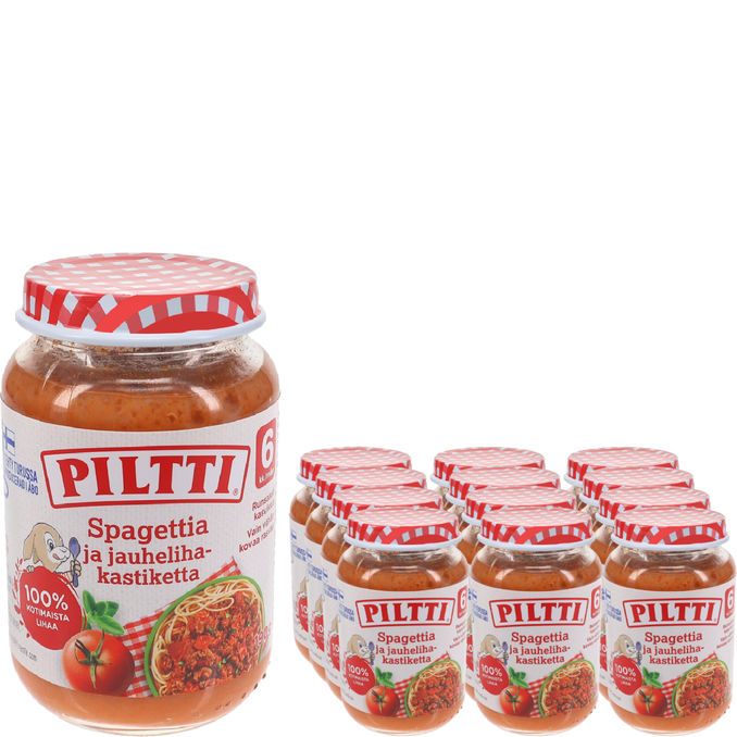 Läs mer om Piltti Barnmat Spaghetti Köttfärssås 12-pack