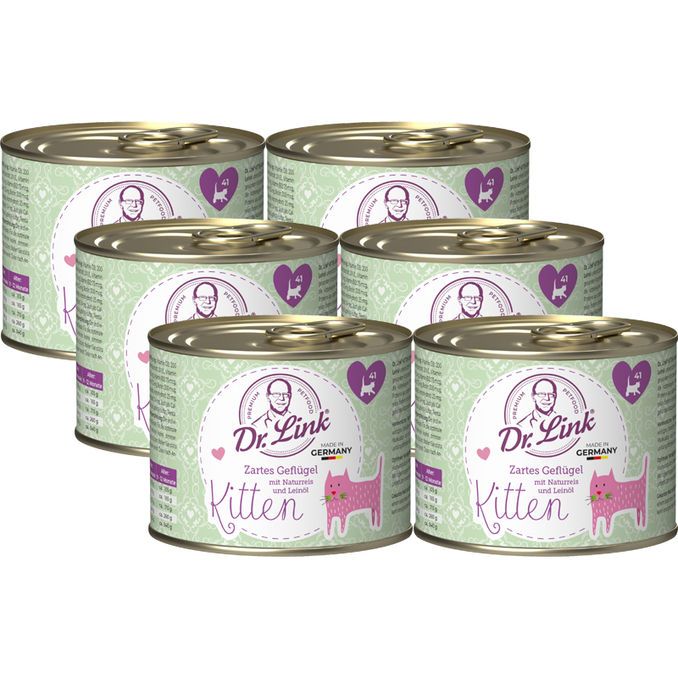 Dr. Link® Kitten Zartes Geflügel mit Naturreis, 6er Pack