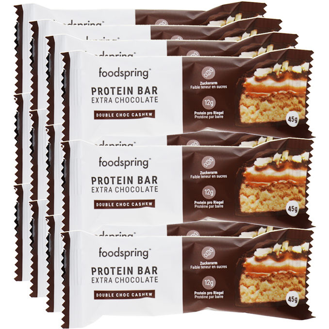 Foodspring Protein Bar Extra Chocolate Double Chocolate, 12er Pack