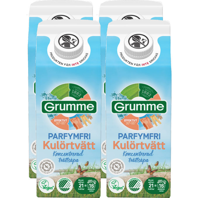 Grumme Parfymfri Kulörtvätt 4-pack