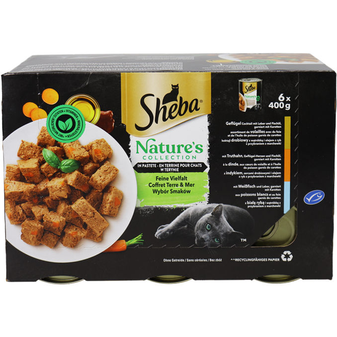 Sheba Katzenfutter Nature's Collection in Pastete Feine Vielfalt, 6er Pack