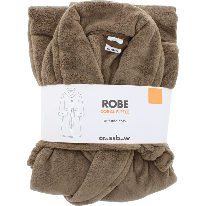 CROSSBOW Dame morgenkåbe Fleece Valnød Størrelse S/M