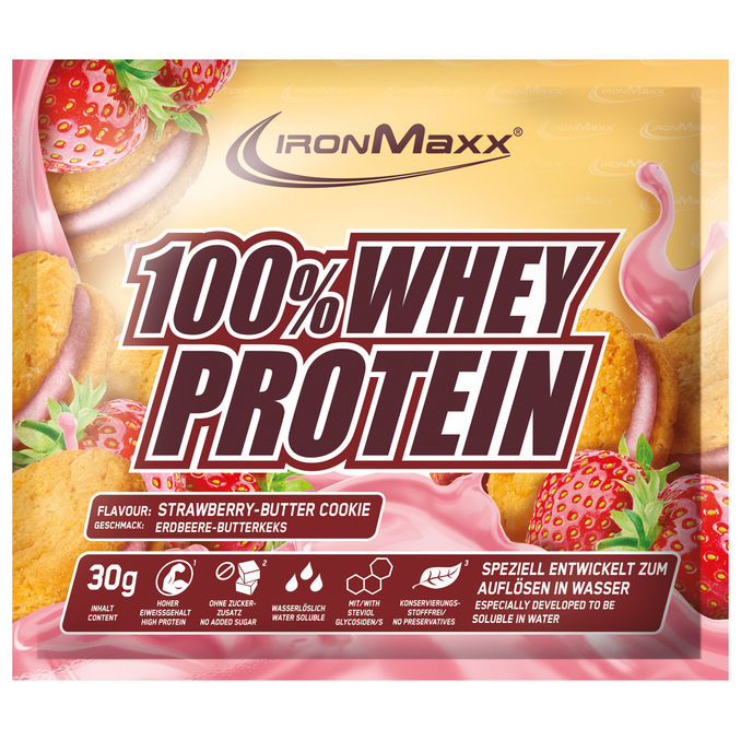 IronMaxx 100% Whey Protein - 30g Sachet - Strawberry Butter Cookie