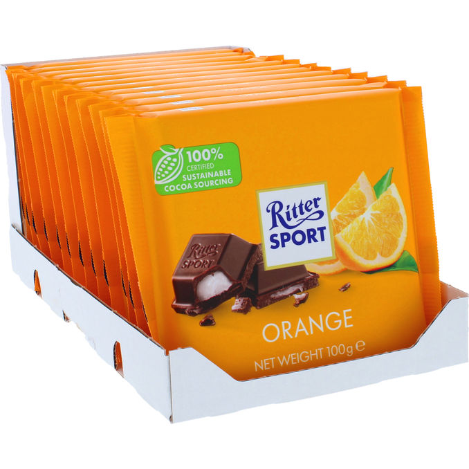 Ritter Sport Suklaalevy Appelsiini 12-pack