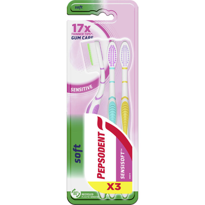 Pepsodent Tandborste Soft Sensitive 3pack