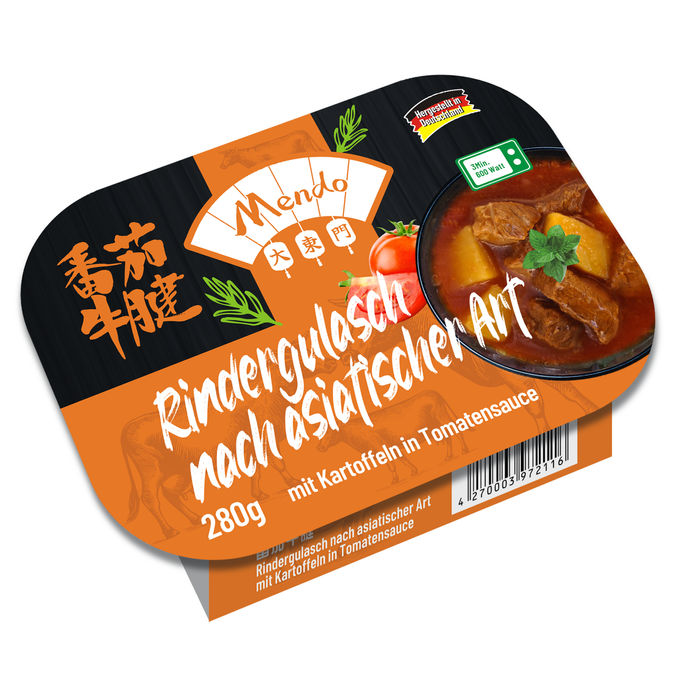 Mendo Food Rindergulasch asiatischer Art in Tomatensauce