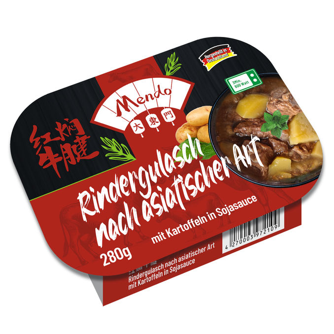 Mendo Food Rindergulasch asiatischer Art in Sojasauce