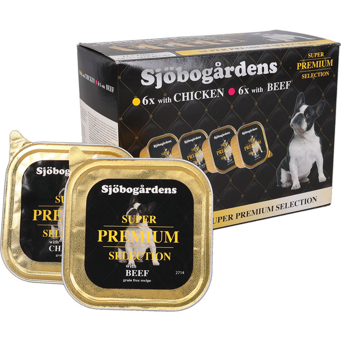 Sjöbogården Premium Hundemad Beef & Chicken 12-pak