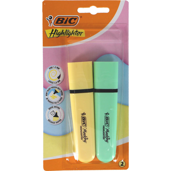 Bic Korostuskynä Litteä Pastelli 2-pack
