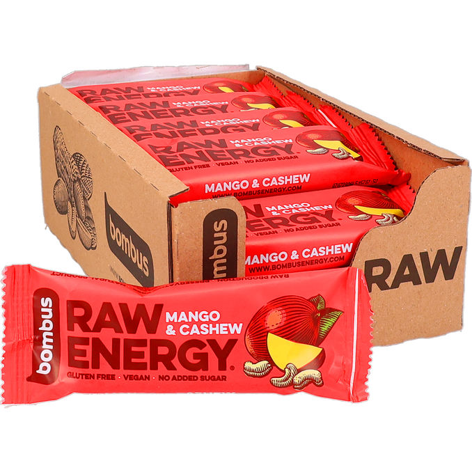 Bombus Raw Energy Raw Energibar Mango & Cashew 20-pack