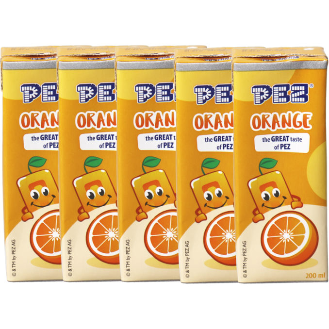 PEZ Orange Trinkpäckchen, 5er Pack