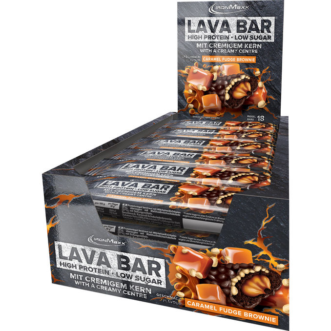 IronMaxx Lava Proteinriegel Caramel Fudge Brownie, 18er Pack