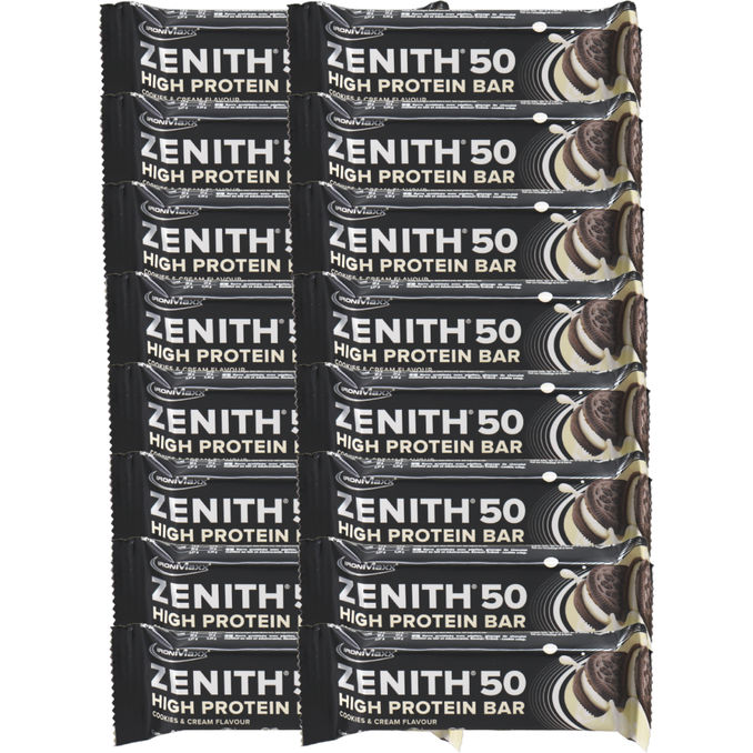 IronMaxx Zenith 50 High Protein Bar Cookies & Cream Flavour, 16er Pack