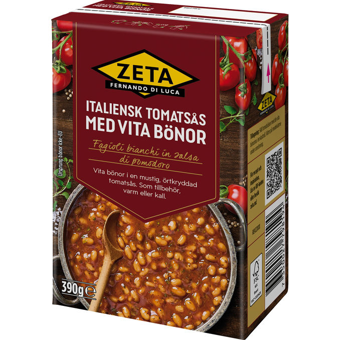 Zeta Italiensk Tomatsauce m. Hvide Bønner 390 g