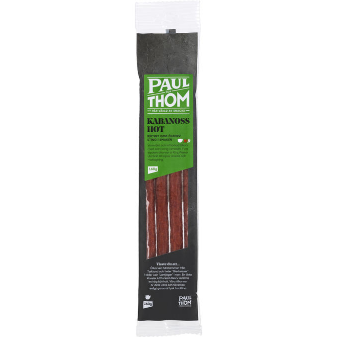 Paul och Thom Paul Thom Snacksalami Kabanos Hot 160g