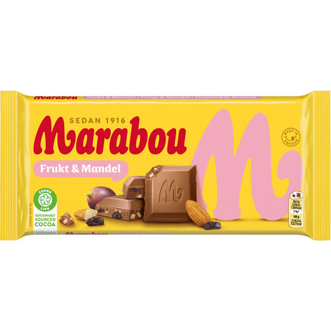 Marabou Maitosuklaalevy Frukt & Mandel