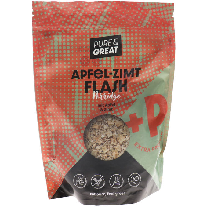 PURE & GREAT  BIO Apfel Zimt Flash Protein Porridge