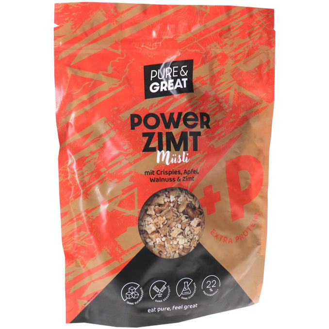 PURE & GREAT Power Zimt Müsli mit Extra Protein 