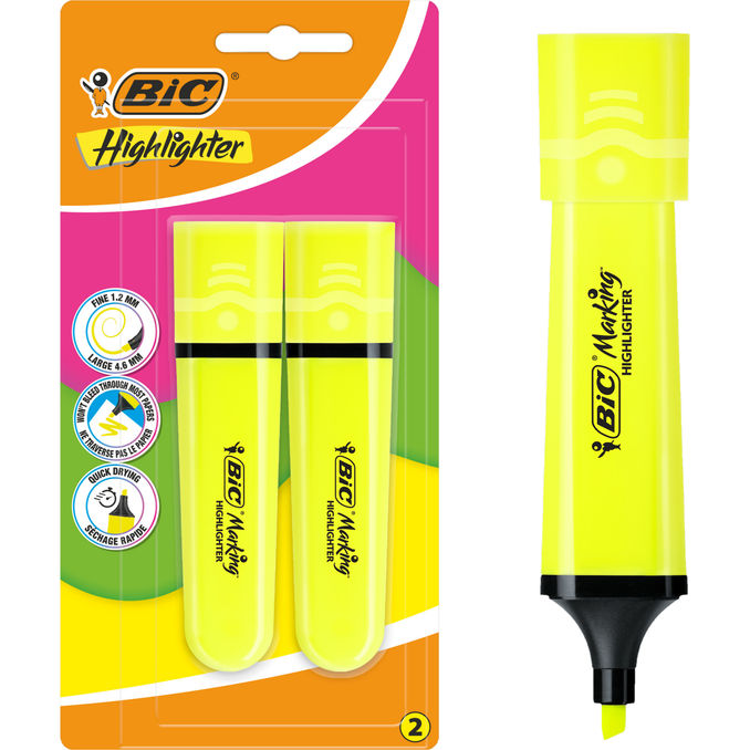 Bic Korostuskynä Keltainen 2-pack