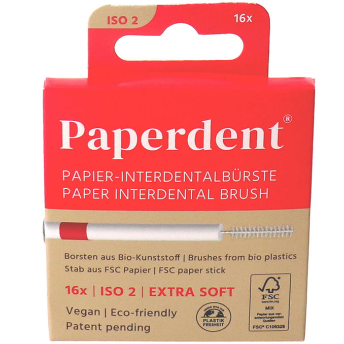 PAPERDENT Interdentalbürsten Rot ISO 2, 16 Stück