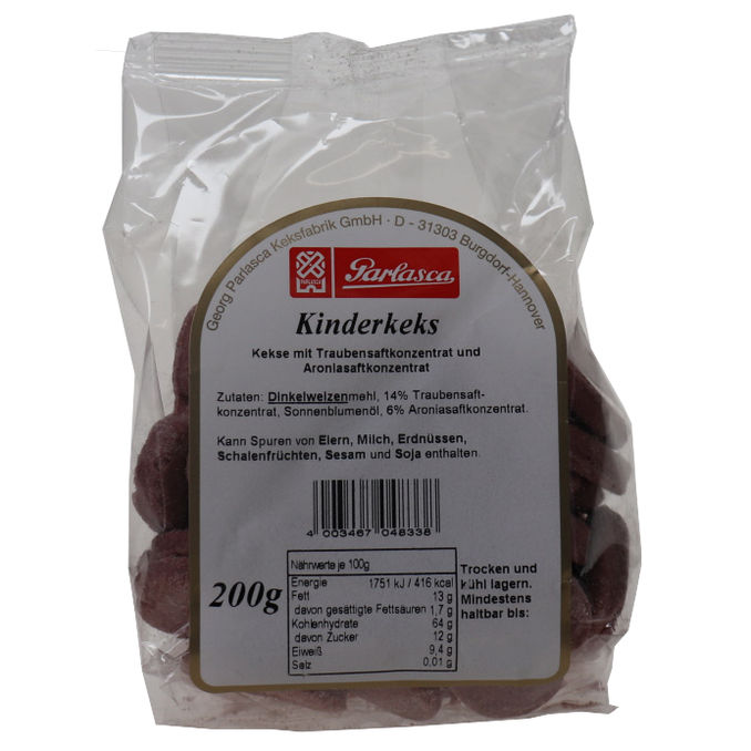 PARLASCA Kinderkeks mit Traube und Aronia 200g