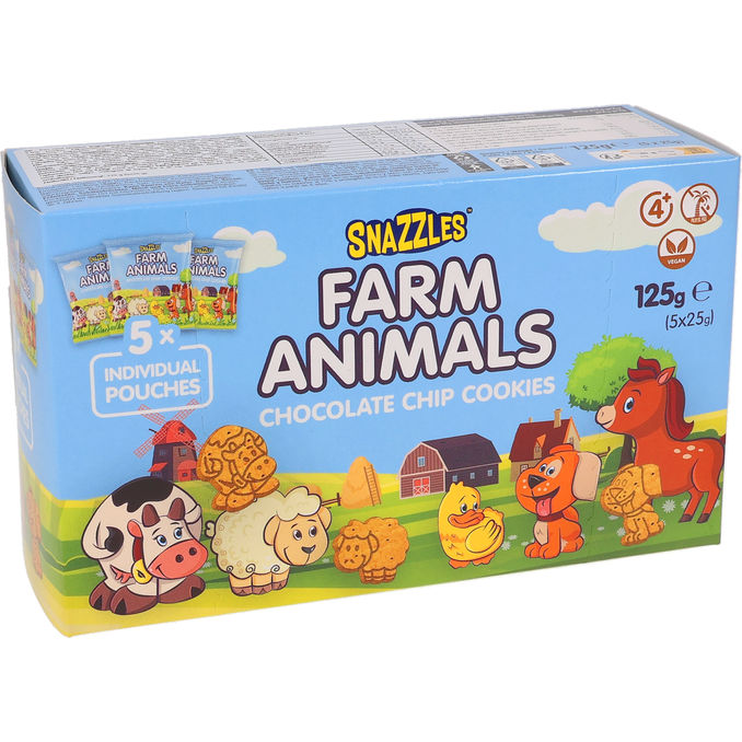 Snazzles Farm Animals Chocolate Chip Cookies 125 g