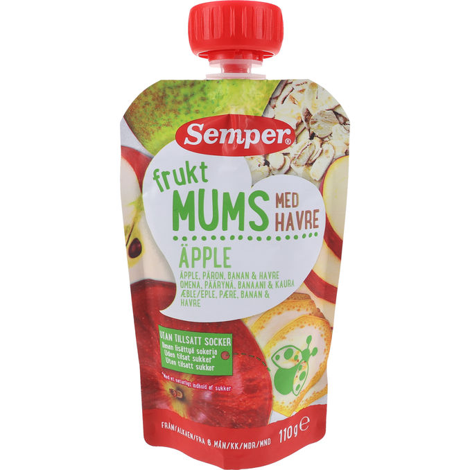 Semper 5 x Klemmepose Frugtmos m. Havre 6 Mån.