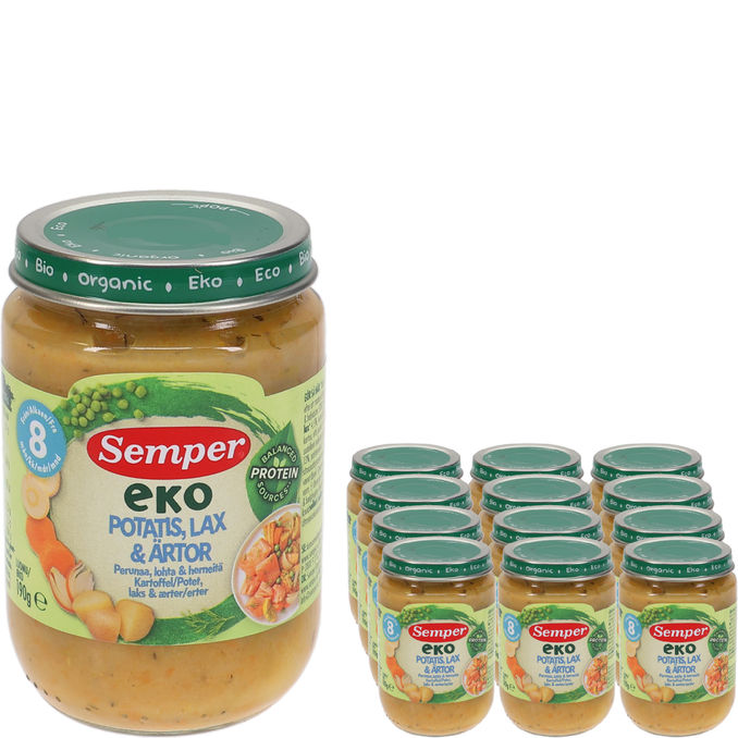 Semper Barnmat Potatis Lax & Ärtor 12-pack