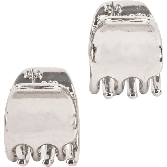 Ibero Haarclips Metall-Silber, 2 Stück