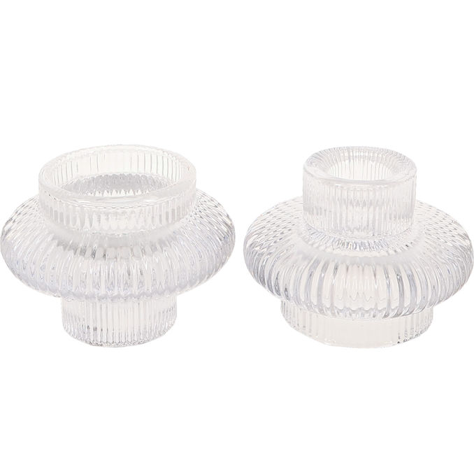 SEMIC Vendbare Lysestager i Glas 2 Stk