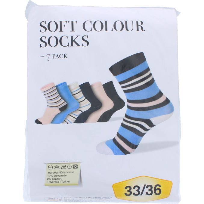 SEMIC Strumpor Stl. 33-36 Randiga 7-pack