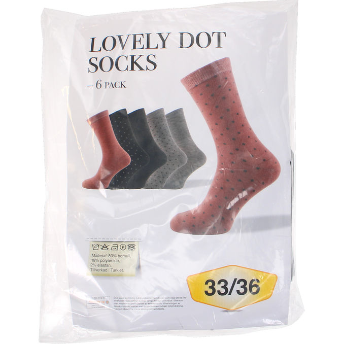 SEMIC Strumpor Stl. 33-36 Polka Dots 6-pack