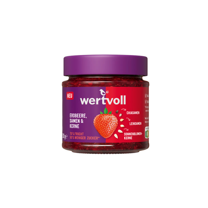 wertvoll Fruchtaufstrich Erdbeere mit Samen & Kernen