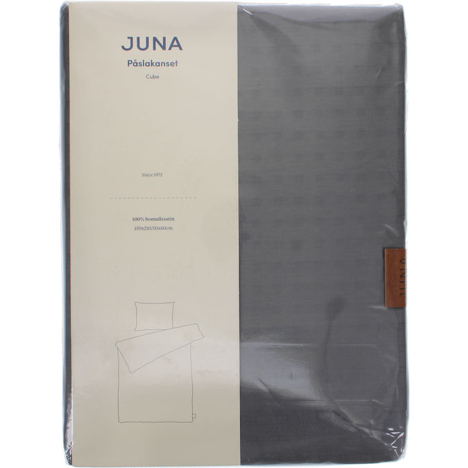 JUNA Cube Påslakanset Mörkgrå