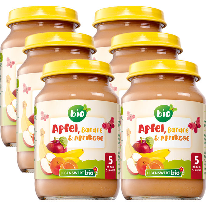 Lebenswertbio BIO Apfel Banane mit Aprikose, 6er Pack