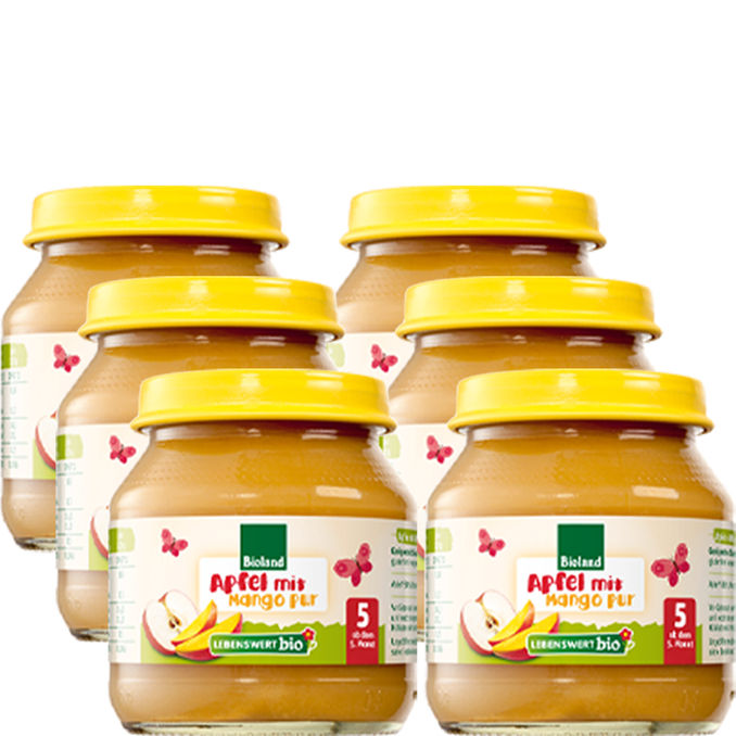 Lebenswertbio BIO Babynahrung Apfel mit Mango, 6er Pack