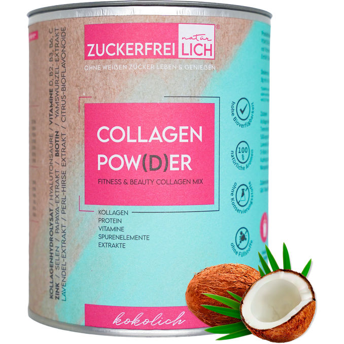 ZUCKERFREIlich Collagen Pulver Kokolich mit Vitaminen 